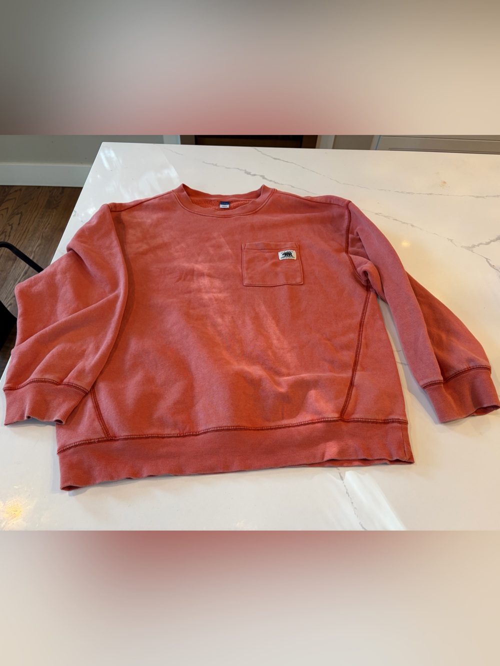 Old Navy Coral Crew Sweatshirt with Chest Pocket Patch - Kids XL